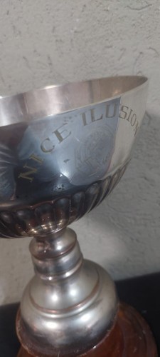 Old horse racing trophy ,Nice Ilusion horse Argentina silverplated with wood - Picture 2 of 8