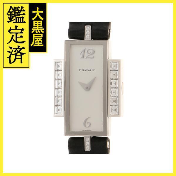Tiffany Watch Cocktail Watch Diamond Bezel Women s Quartz K18WG Satin Leat