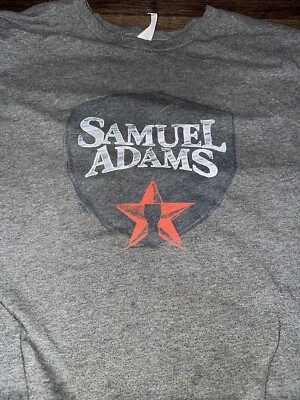Vintage Samuel Sam Adams Shirt Adult Extra Large Gray shield star pint STAINED