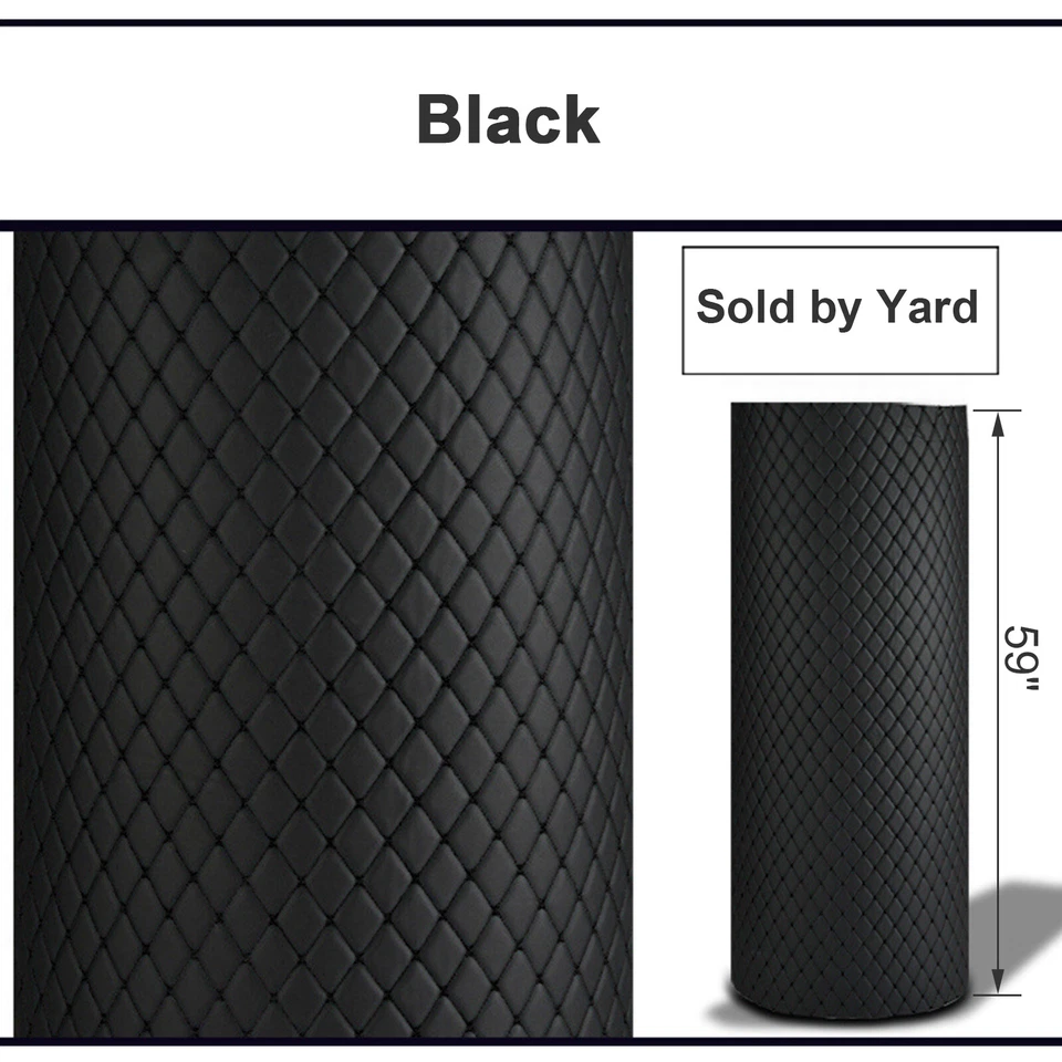 Faux Leather Fabric W/Foam Quilted Diamond Car Headliner Upholstery Sold by Yard - Image 4 of 4