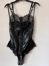 NWT Ann Summers Strappy Sheer Unlined Satin/Lace Bodysuit/Lingerie Sz M