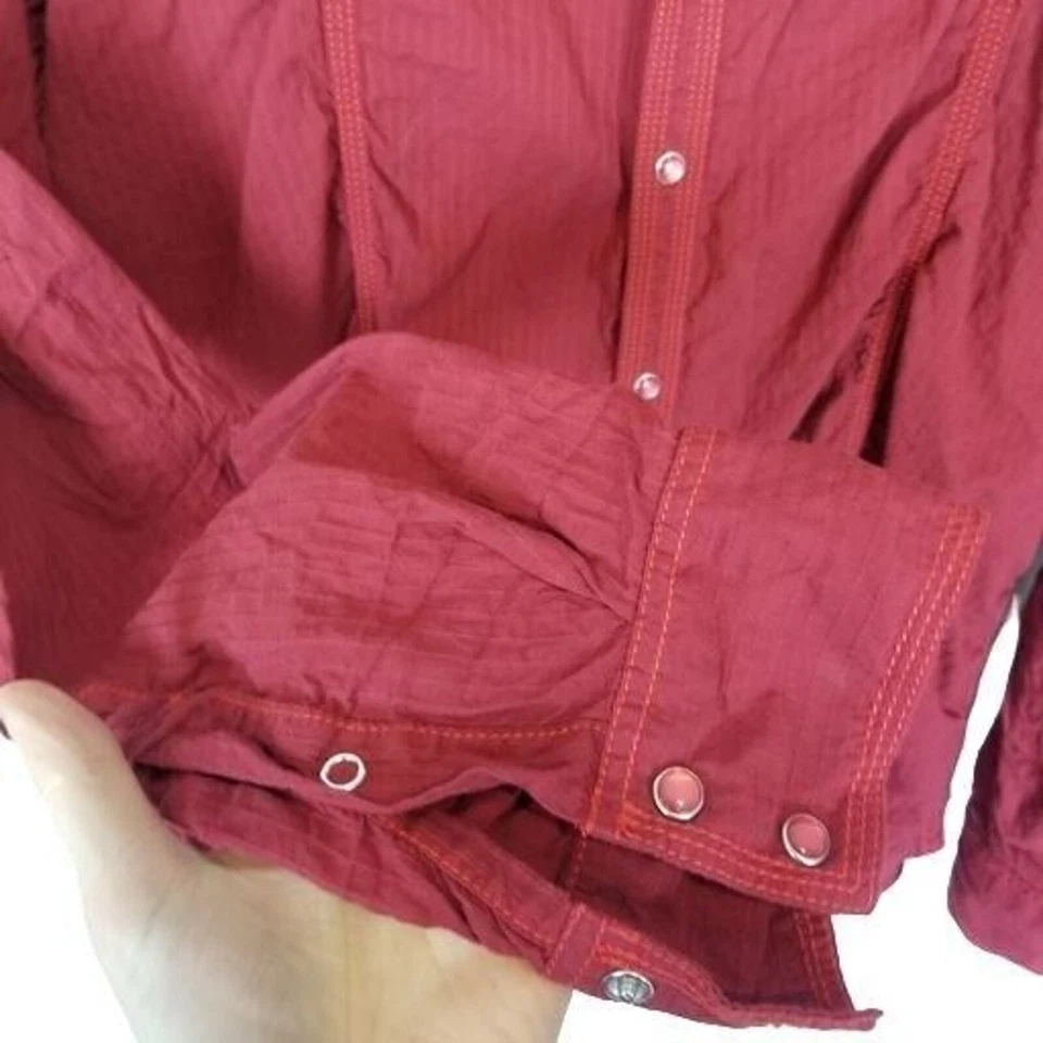 INC International Concepts Mens XL Red Long Sleeves Snap Front Shirt Collared - Image 4 of 4