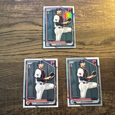 JACOB COZART 2024 BOWMAN DRAFT Base/Chrome/Refractor Guardians 3-Card Lot