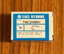 100 Tiemco Nymph Fly Hooks, TMC 2488H Size 18, Fly Tying