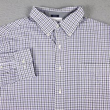 Tommy Hilfiger Shirt Mens 17 White Purple Check Dress Button Up Long Sleeve