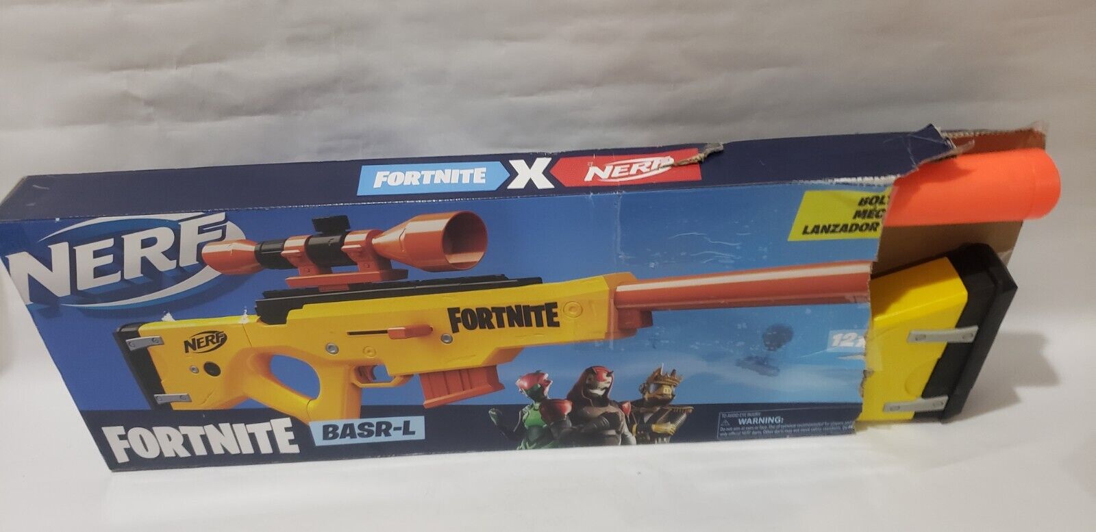 NERF Fortnite BASR-R Bolt Action Blaster - Incluye 3 objetivos de arbusto,  alcance extraíble, clip de 6 dardos extraíble, 6 dardos oficiales Elite