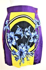 Vintage GIANNI VERSACE VERSUS Purple Floral Pencil SKirt Small 26 40 2 3 4