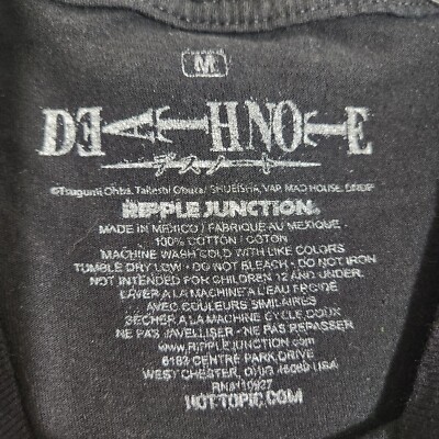 Ripple Junction Unisex Shirt M Black Death Note Graphic Print