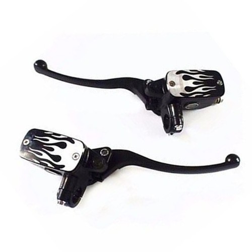 Black 7/8" Flame Handlebar Brake Clutch Lever For Universal Motorcycle Cruiser - Picture 1 of 5