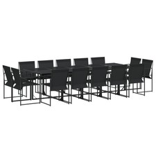 15 Piece Black Textilene Outdoor Dining Set vidaXL