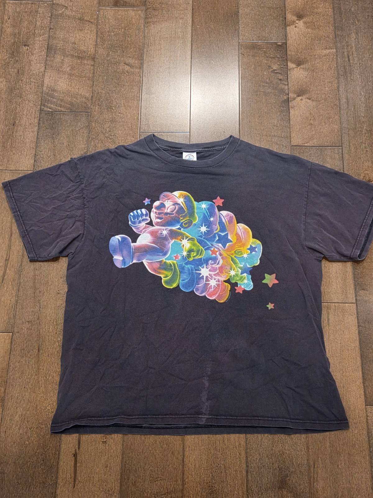 Vintage 2008 Super Mario Galaxy Rainbow Mario Shirt XL Authentic Nice Fade