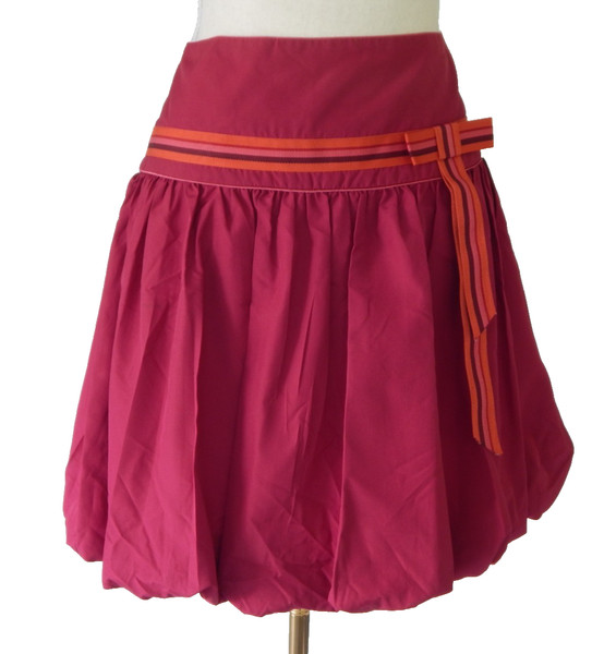 Stella Pleated Short Balloon Claret Coloured Skirt Sz 10