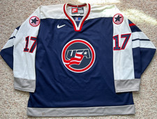 Vintage Nike Team USA Hockey Jersey #17 LeClair — 1998 Nagano Olympics Navy Blue