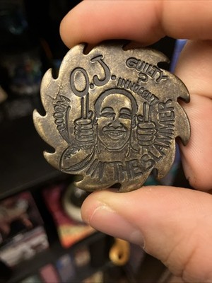 Vintage O.J. Simpson Brass Pog Sawtooth Edge In The Slammer The Chase 6-17-1994