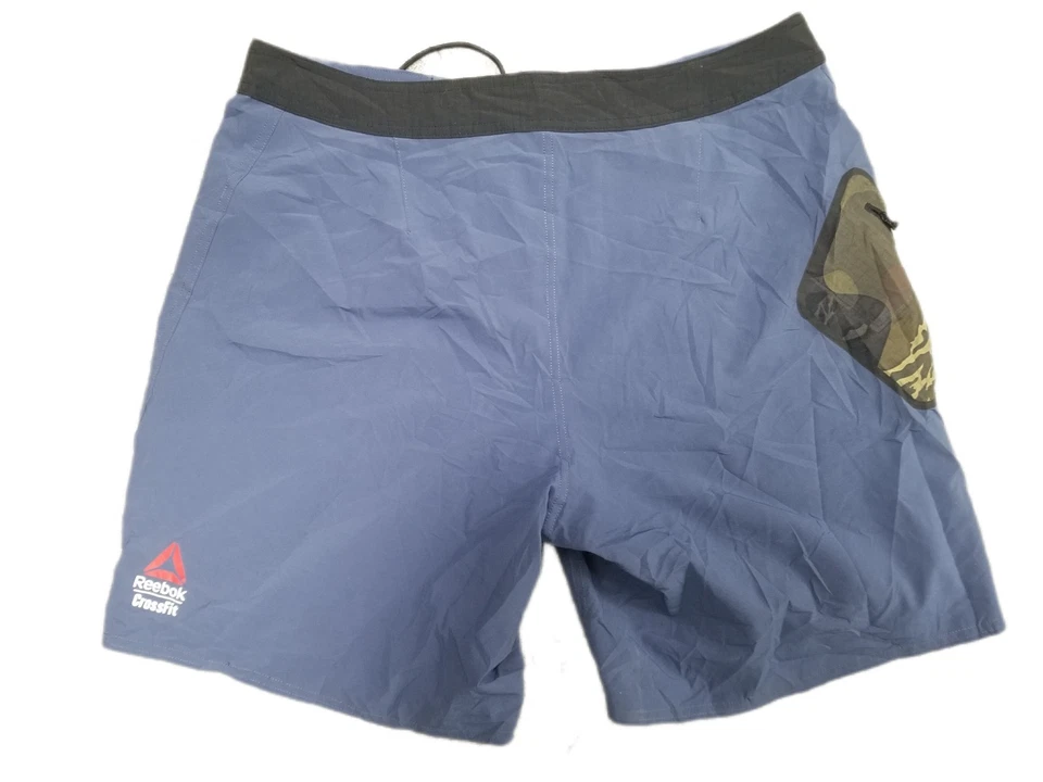Men's Reebok crossfit shorts size 33 Inch waist blue with camo pocket -E33 - Image 2 of 2