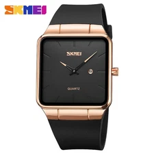 SKMEI Men Rectangle Watch Fashion Ultra Thin Case for Males Business Wristwatch