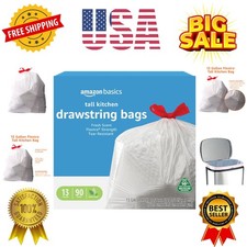 13 Gallon Flextra Strength Tall Kitchen Drawstring Trash Bags, Tear Resistant...