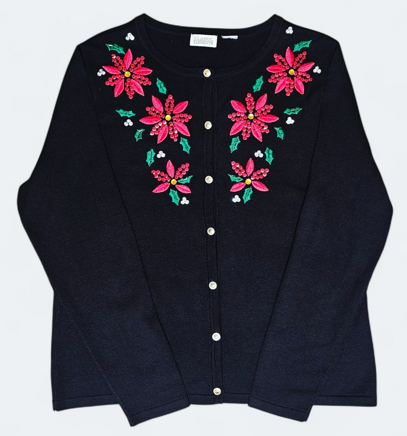 Vtg Classic Elements Beaded Christmas Sweater Med… - image 3