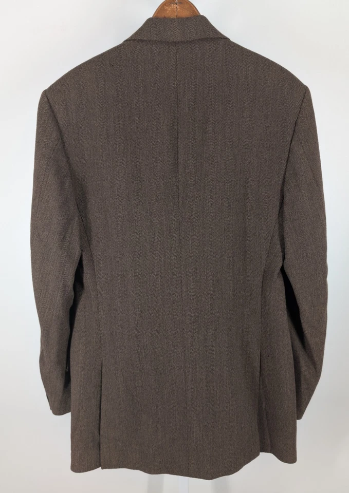 Polo Ralph Lauren Herringbone Brown 2 Piece Suit 38 Blazer 31 Pants Italy Tailor - Image 2 of 4