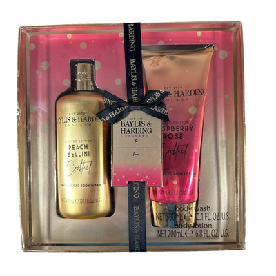 Baylis & Harding Gift Set Peach Bellini Body Wash | Raspberry Rose Lotion | New