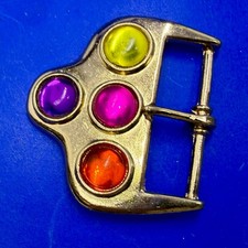 Multicolor Cabochon Gold Tone Geometric Mod Retro Girls Replacement Belt Buckle
