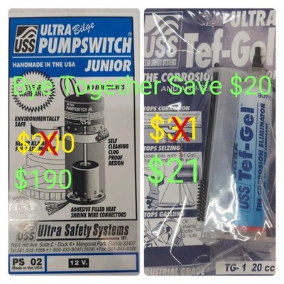 UPS-02 JUNIOR Ultra Bilge Pump switch  12 VOLT AND TG-1 20 CORROSION ELIMINATOR 