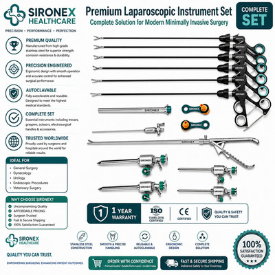 16pc Laparoscopic Surgery Set 5mm Reusable Surgical Instruments SS High Quality