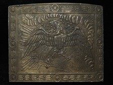 PF23131 VINTAGE 1970s  AMERICAN BALD EAGLE  USA PATRIOTIC BRASSTONE BUCKLE
