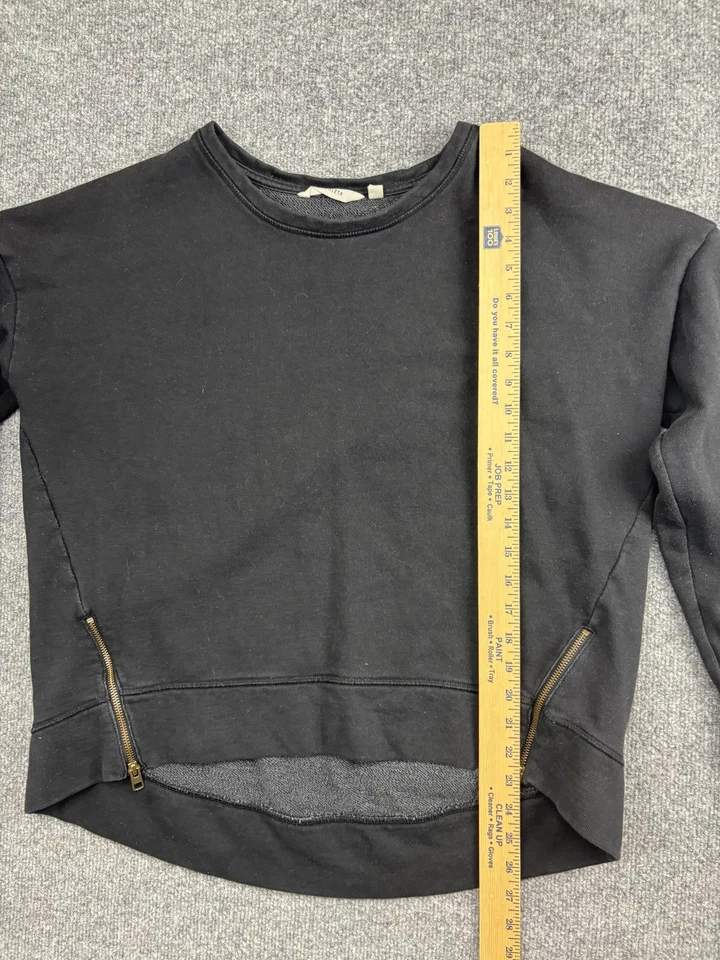 Athleta 卫衣女式大号黑色侧拉链高低下摆圆领套衫 — 第 3/4 张图片