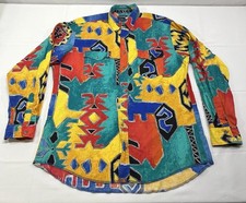Vintage Wrangler Button Down XL Long Tails Abstract Western Rodeo Aztec