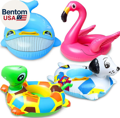 4 Pack Inflatable Pool Floats for Toddler Age 3-7 Animal Swim Tube Rings for Kid