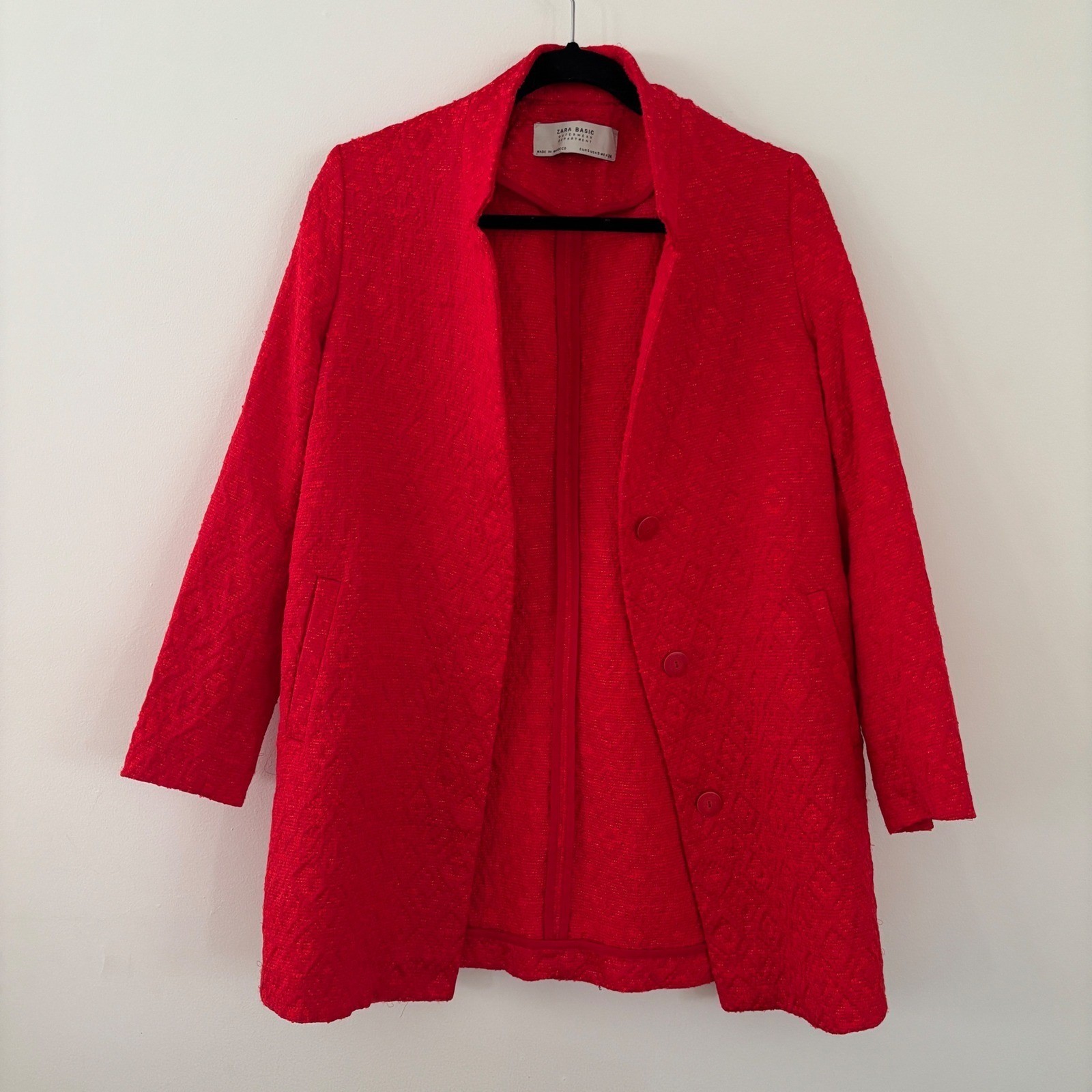 Zara Basic Red Textured Outerwear Department Blaz… - image 4