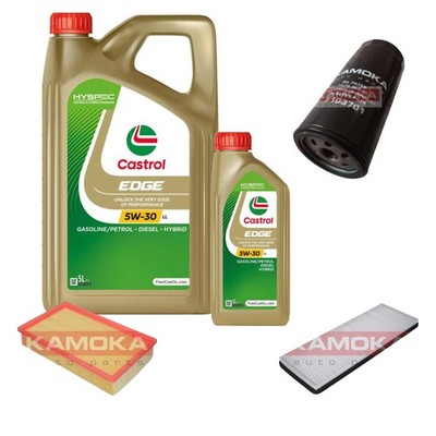 KAMOKA Inspektionspaket Castrol EDGE Titanium FST 5W-30 6L für Audi 80 1.9 TDI