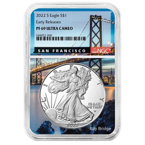 2022-S Proof $1 American Silver Eagle NGC PF69UC ER San Francisco Core