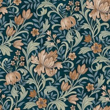 Marian Floral Trails Wallpaper A67101 Orange Vintage Leaf Arts & Crafts Grandeco