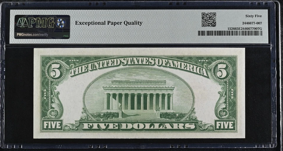 1928A $5 Legal Tender Note  Fr-1526 PMG65 Gem EPQ - Image 2 of 2