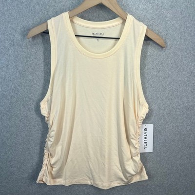 Athleta With Ease Cinch Tank Top XL Peach Apricot Sleeveless Yoga 824699-05-2