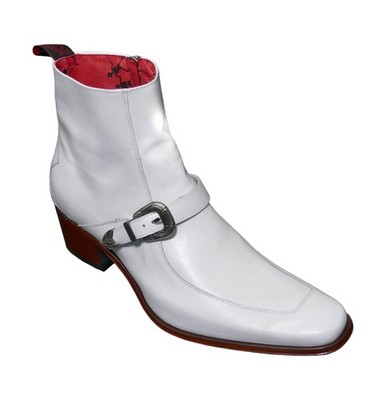 Jeffery-West MUSE Manero 'SPARK' White Leather 70s Retro Style Buckled Zip Boot