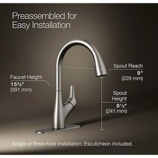 KOHLER Rival Pull-Down Kitchen Faucet 1.5 GPM Vibrant Stainless K-30469-VS
