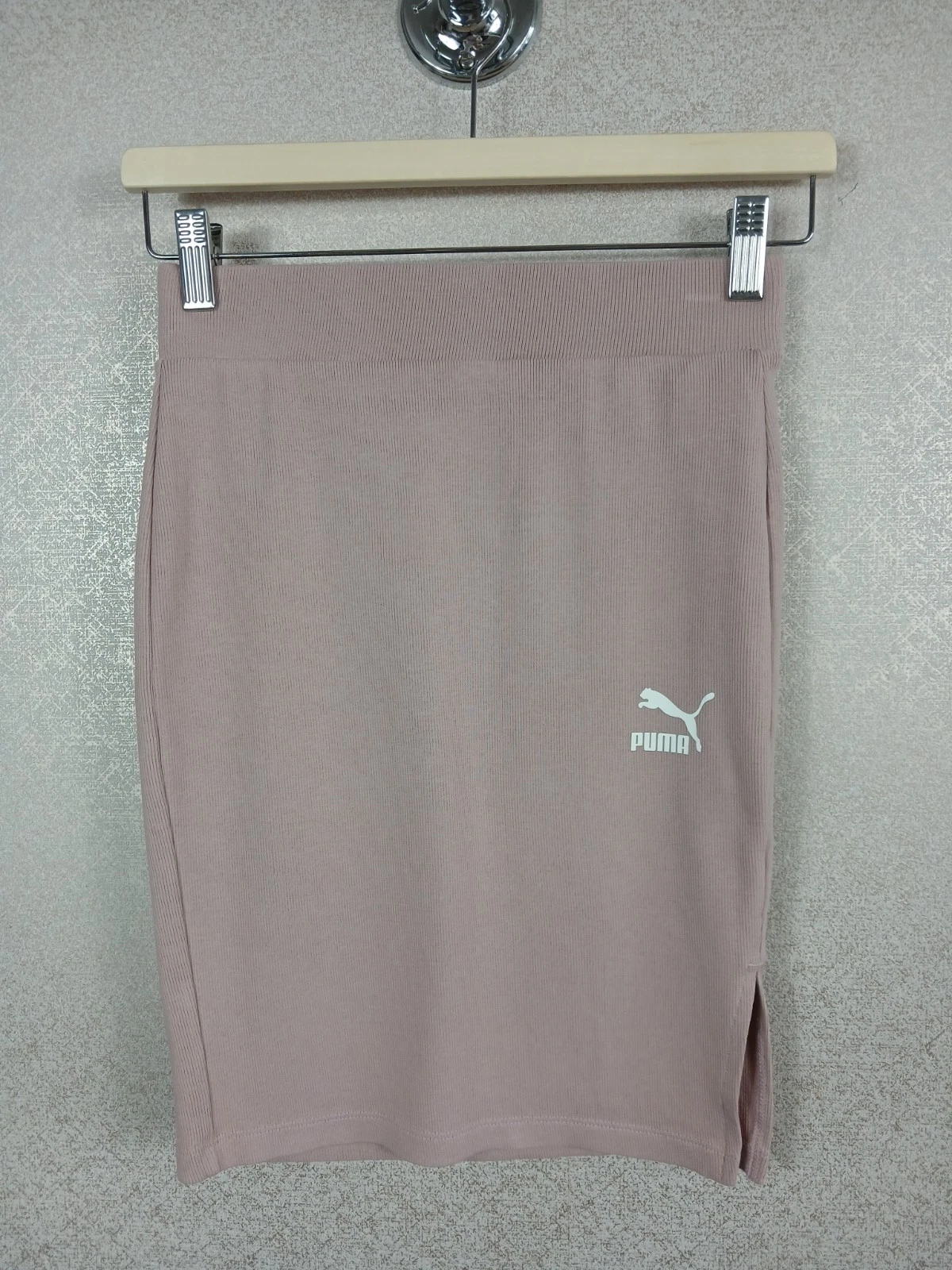 Puma Classics Rib Skirt Women's XS Pink Pencil Mini Slit Stretch Athleisure VGC