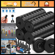 Heavy Duty Neodymium Magnets 20LBS Pull Strength - 36 Pack Screw-On Strong Magne