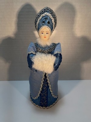 Vtg 10 1/2'' Handmade Russian Cone Doll Painted Porcelain Face SEE DESCRIPTION