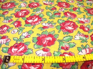 Vintage Feed Sack: Red Flowers on a Yellow Background