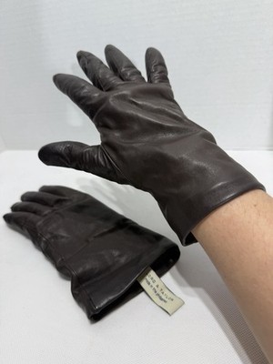 Vtg Lord & Taylor Brown Leather Gloves Cashmere Lining Old Money Timeless Size 8
