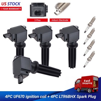 4Pcs  Ignition Coils & Spark plugs For 2013-2017 Ford Taurus 2.0L L4 UF678