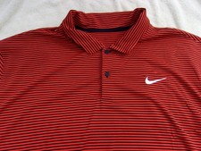 NWOT Nike dri fit Golf polo, orange, black stripes, men's XXL, pointed collar