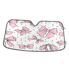 Bow Pink Car Windshield Sunshade Foldable Front Auto Sun Shield 57 31.5inch