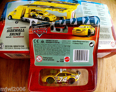 Disney PIXAR Cars SIDEWALL SHINE HAULER & RUBBER TIRE RACER