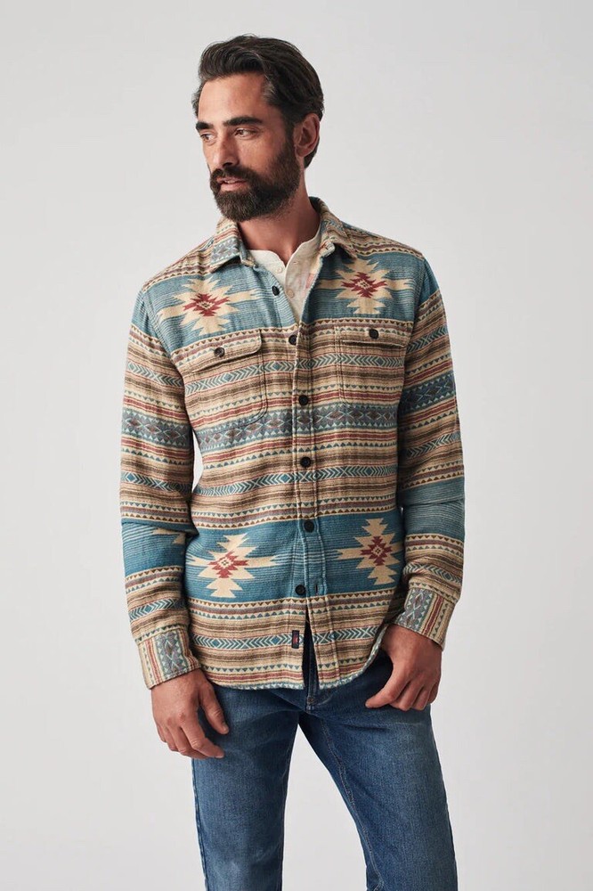 Faherty Overshirt Doug Good Feather Canyon Mens Small Button Down Nescove Aztec