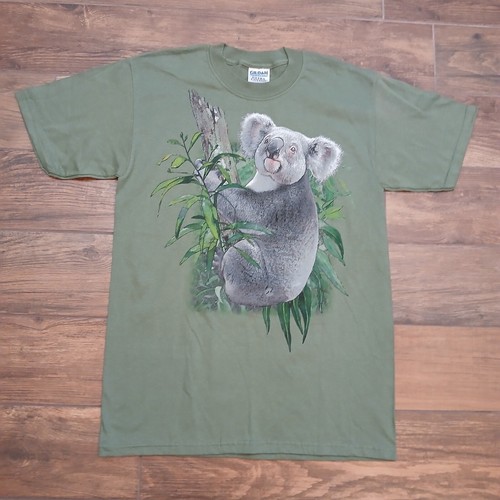 Koala Bear Shirt Mens Medium Green Animal Graphic Print Gildan Ultra Cotton Tee